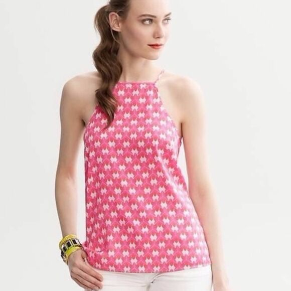 Banana Republic Tops - Milly for Banana Republic pink geometric silk tank XS